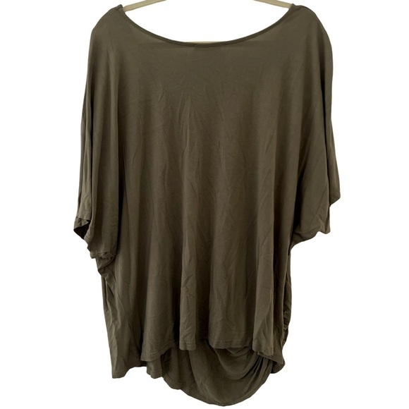 VENUS • Women's Green Batwing V-Neck Side Tie Short Sleeve Top Blouse - Picture 4 of 6
